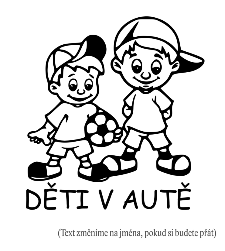 Deti v aute dvaja chlapci s balónom samolepka na auto