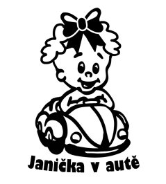 Dítě v autě Holka v autíčku v autě samolepka na auto