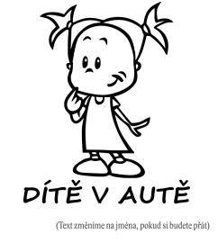 Dieťa v aute dievča s dvoma copmi nálepka na auto