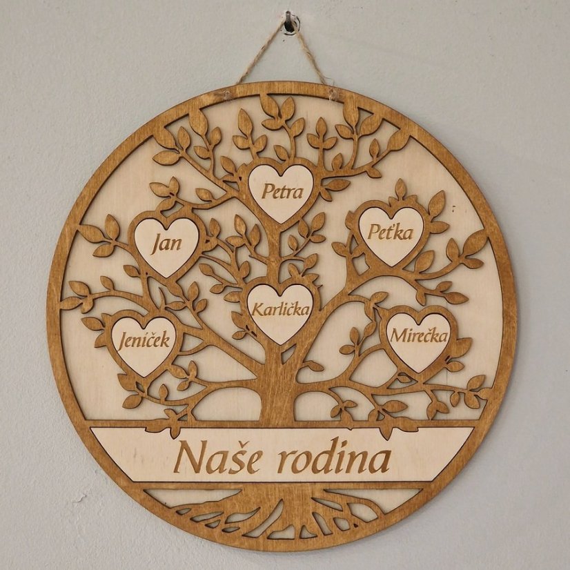 Strom života kulatý se jmény 2 až 9 jmen a nápisem