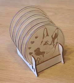 Podtácky so stojanom Německý ovčák s vlastným menom 6 ks