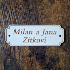 Jmenovka na dveře dřevěná lakovaná Cedulka