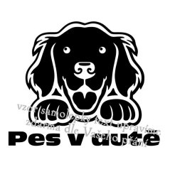 Pes v aute 1 nálepka na auto