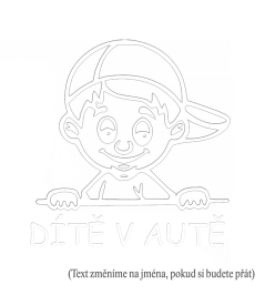 Dieťa v aute chlapec s čiapkou nálepka na auto