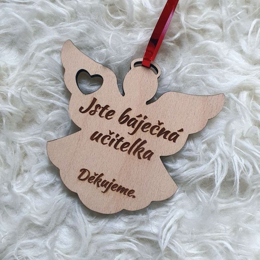 Andílek dřevěný pro učitelku, vychovatelku, s vlastním textem, 10 cm - Nápis na anděla: Nejlepší paní učitelka