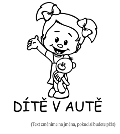 Dítě v autě holčička a medvídek samolepka na auto