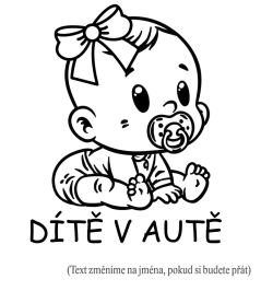 Dítě v autě batole holka samolepka na auto