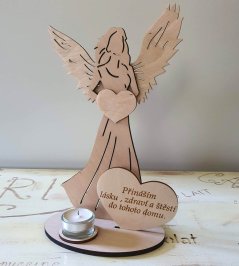 Svícen Anděl s citátem Přínáším tomuto domu lásku