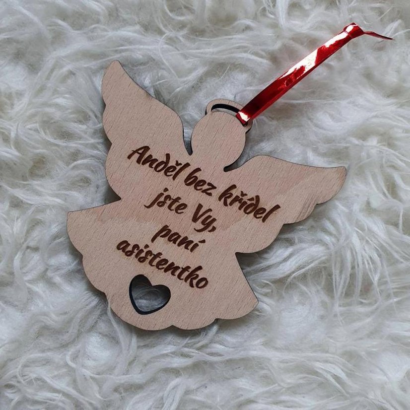 Andílek dřevěný pro učitelku, vychovatelku, s vlastním textem, 10 cm - Nápis na anděla: Nejlepší paní učitelka