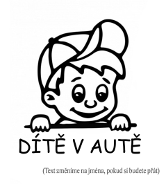 Dítě v autě kluk s čepicí samolepka na auto 2