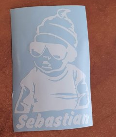 Dieťa v aute Meno 1 nálepka na aute