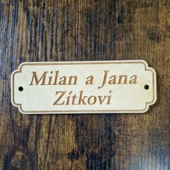 Jmenovka na dveře dřevěná lakovaná Cedulka