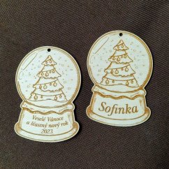 Vánoční dekorace Sněhová koule - Stromeček s vlastním  jménem nebo nápisem