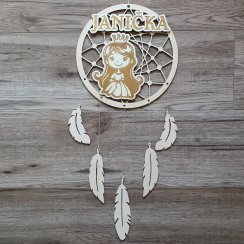 Lapač snů dřevěný se jménem Princeznička