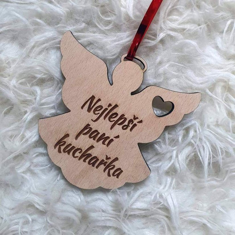 Andílek dřevěný pro učitelku, vychovatelku, s vlastním textem, 10 cm - Nápis na anděla: Nejlepší paní učitelka