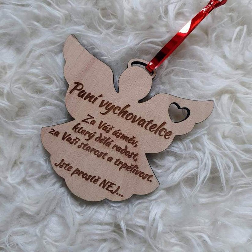Andílek dřevěný pro učitelku, vychovatelku, s vlastním textem, 10 cm - Nápis na anděla: Nejlepší paní učitelka
