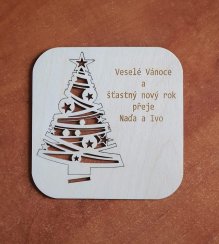 Vianočná pohľadnica so stromčekom - stojan a vlastný text