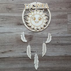 Lapač snů dřevěný se jménem Sluníčko