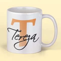 Bezva Keramický hrnček s nápisom Letter orange