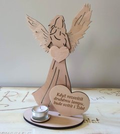 Svícen Anděl s citátem Když rozsvítíš lampu