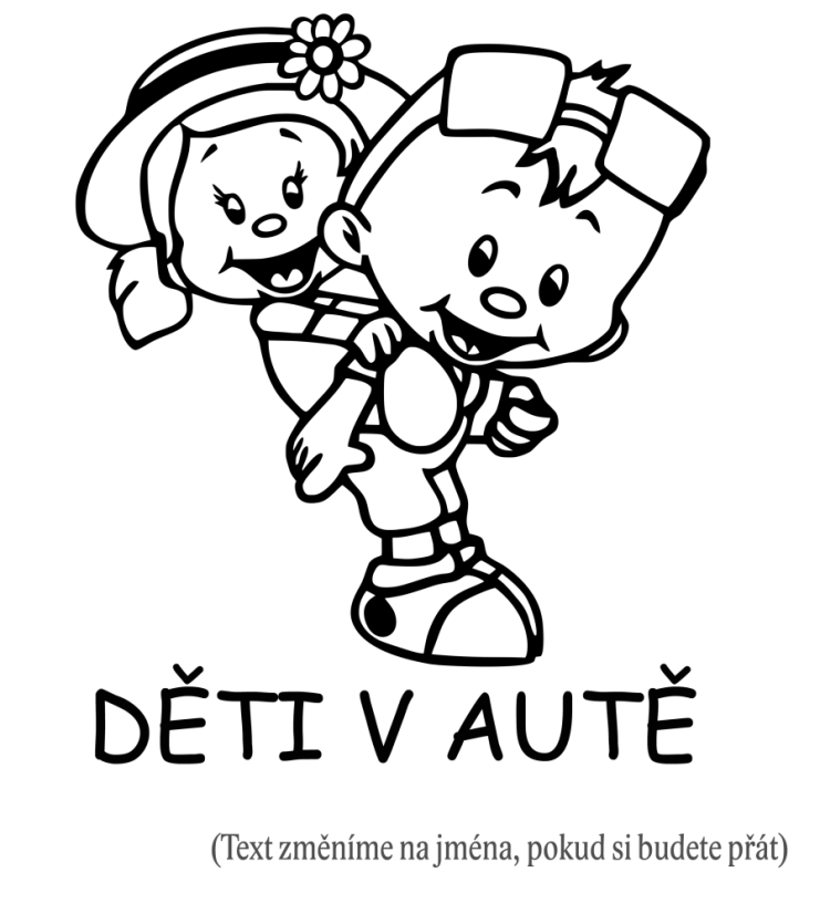 Deti v aute dievča a chlapec nálepka na auto 2
