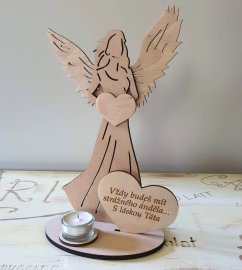 Svícen Anděl s citátem Vždy budeš mít strážného anděla Táta