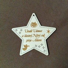 Vianočná dekorácia Hviezdička s vlastným menom alebo nápisom vzor 3