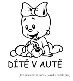 Dieťa v aute batoľa dievčatko  samolepka na auto