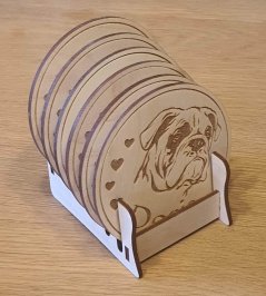 Podtácky so stojanom Buldog s vlastným menom 6 ks