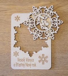 Vánoční přání s vyndávací ozdobou - vločka s ornamenty
