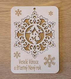 Vánoční přání s vyndávací ozdobou - vločka s ornamenty