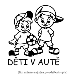 Děti v autě dva kluci s balónem  samolepka na auto