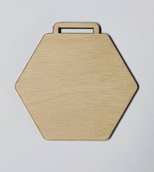 Medaile dřevěná šestihran čistá polotovar , balení 30 ks nebo 50 ks