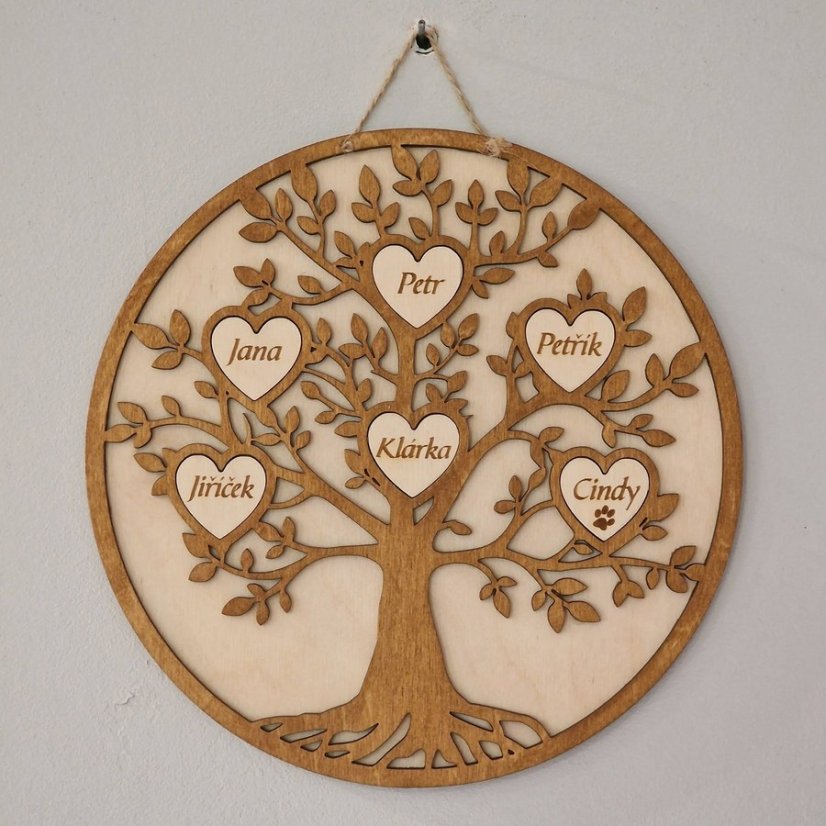 Strom života kulatý se jmény 2 až 9 jmen