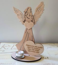 Svícen Anděl s citátem Přátelé jsou