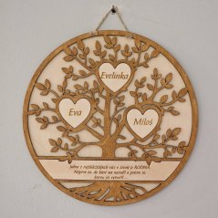 Strom života okrúhly s menami 2 až 9 men a nápisom