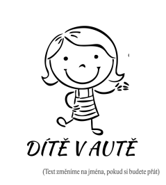 Dítě v autě holčička mává samolepka na auto