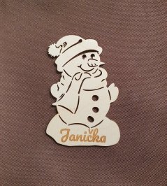 Snehuliak Drevená ozdoba s menom