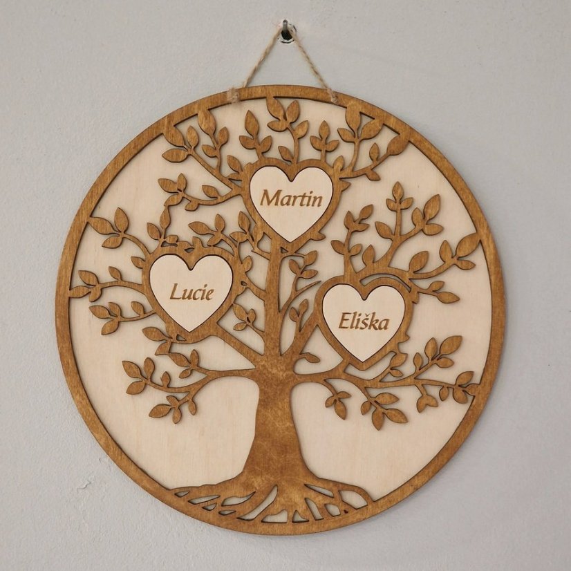 Strom života kulatý se jmény 2 až 9 jmen