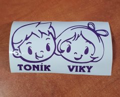 Dieťa v aute Chlapec a dievča nálepka na aute