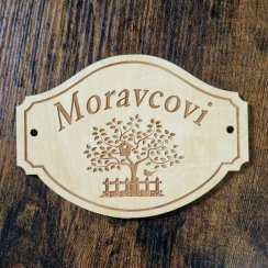 Drevená menovka na dvere, lakovaná Strom