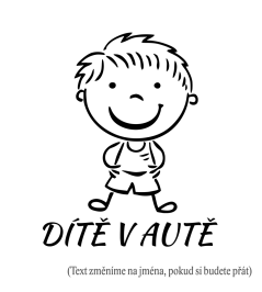 Dieťa v aute Chlapec samolepka na auto