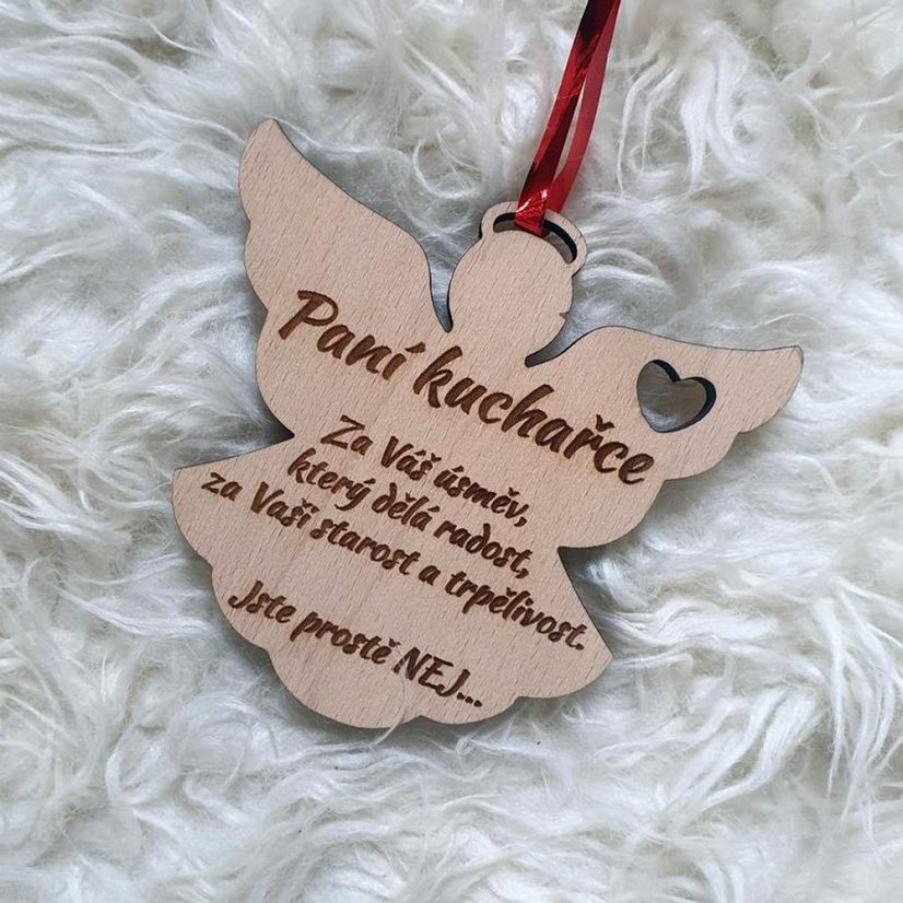 Andílek dřevěný pro učitelku, vychovatelku, s vlastním textem, 10 cm - Nápis na anděla: Nejlepší paní učitelka
