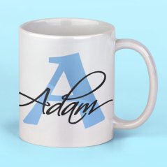 Bezva Keramický hrnček s písmenom mena Modrá