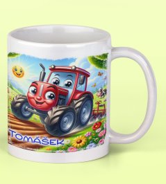 Hrnek se jménem s traktorem