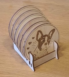 Podtácky  so stojanom Buldog s vlastným menom 6 ks