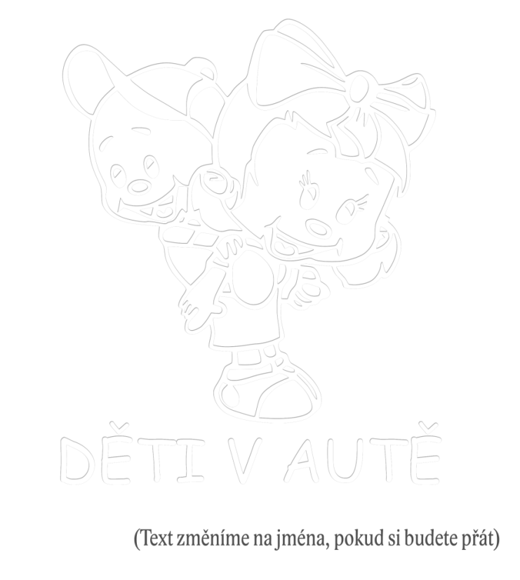 Děti v autě jména holka kluk na zádech samolepka na auto - Barva samolepky >>>>VYBERTE SI: Červená, Velikost samolepky: Velikost C