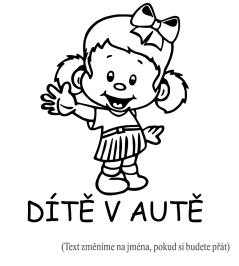 Dítě v autě holčička s mašlí samolepka na auto