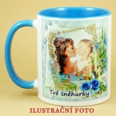 Hrnek s Vaší fotkou světle modrý vnitřek a ucho