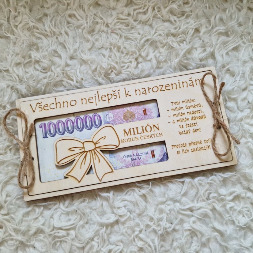 Dárková krabička na peníze k Narozeninám MILIÓN